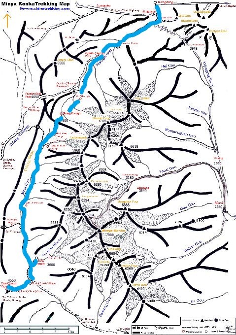 Minya-Konka-Trekking-Map